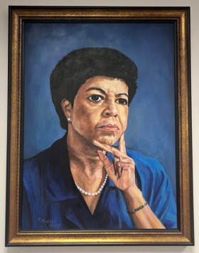 Painting of Wilhelmina R. Delco, located 4th floor John B. Coleman Library.