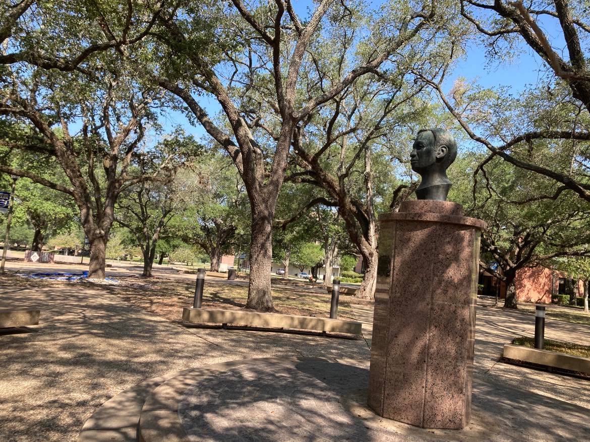 A picture of the Abner Davis memorial from the side