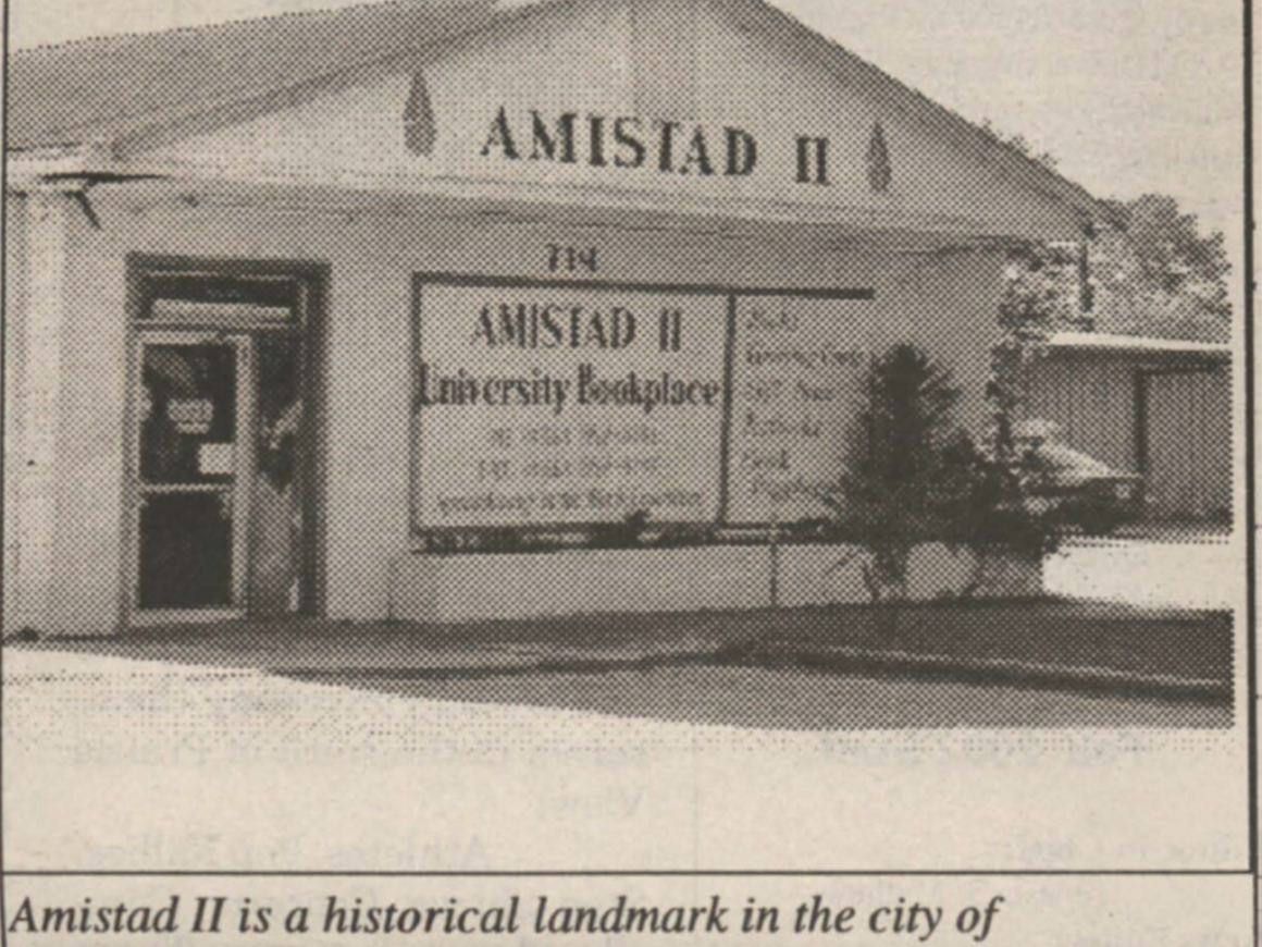 A newspaper picture of the Amistad II Bookstore