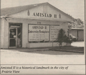 A newspaper picture of the Amistad II Bookstore