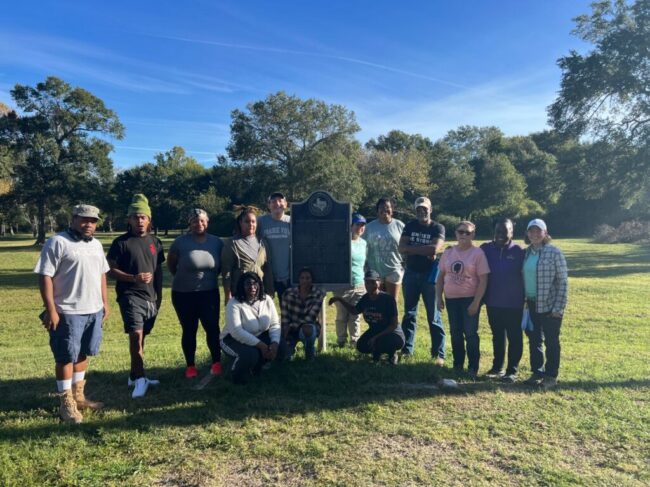 PVAMU students and alumni as well as members of the Waller County Historical Commission and the Prairie View Heritage Committee prepare to begin the survey on October 21, 2023 [Photo © T. DeWayne Moore, 2023]