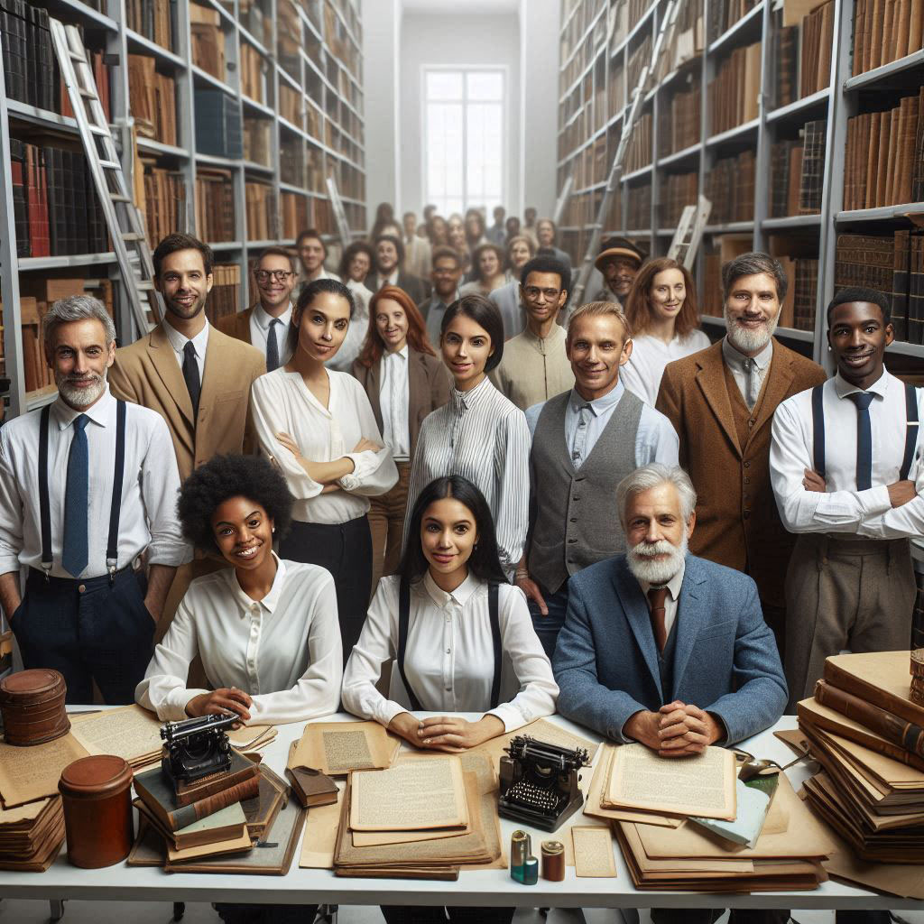 An AI generated image of a ethnically diverse group of librarians