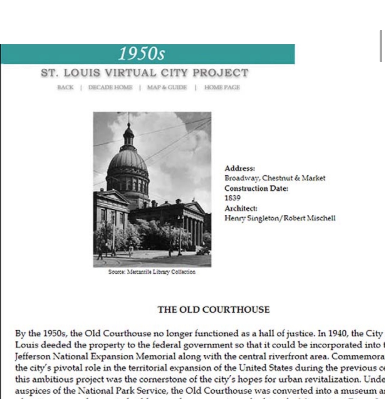 Page from Virtual City Website, circa 2004. (Image courtesy of the author.)